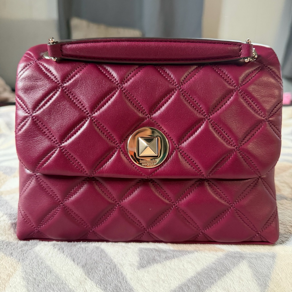 Kate Spade Natalia Smooth Quilted Leather Shoulder/Crossbody Bag, Blackberry